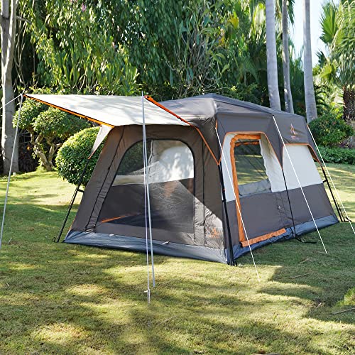 Ktt Instant Tent 6 Person,Large Family Cabin Tents,Automatic Pop Up Tent Build Quickly In 60S,2 Rooms,2 Top Windows,3 Doors And 3 Windows With Mesh,Waterproof,Big Tent For Outdoor,Picnic,Camping. #TOP6