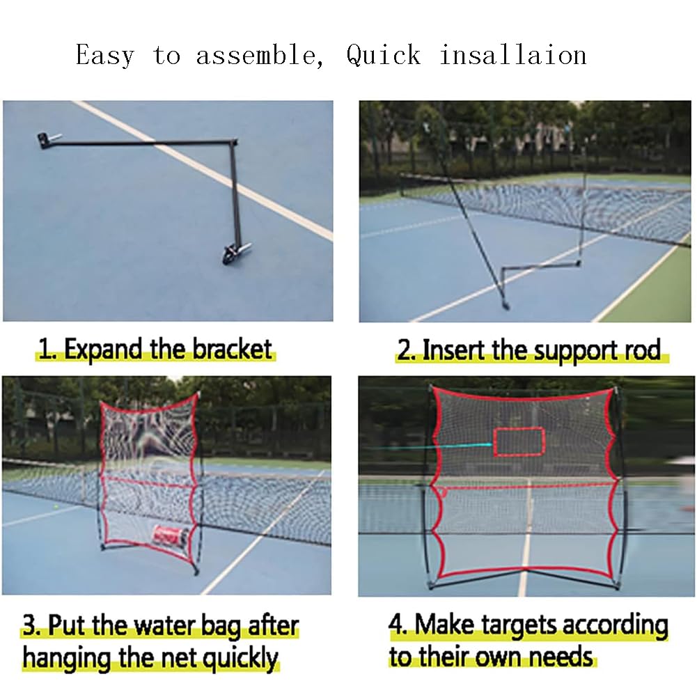 Tennis Trainer, Tennis Rebounder 6.6x4.6ft per Allenamento di Rimbalzo e volée, Rete da Rimbalzo Portatile da Tennis con Angolo Regolabile, per Allenamento Indoor e Outdoor