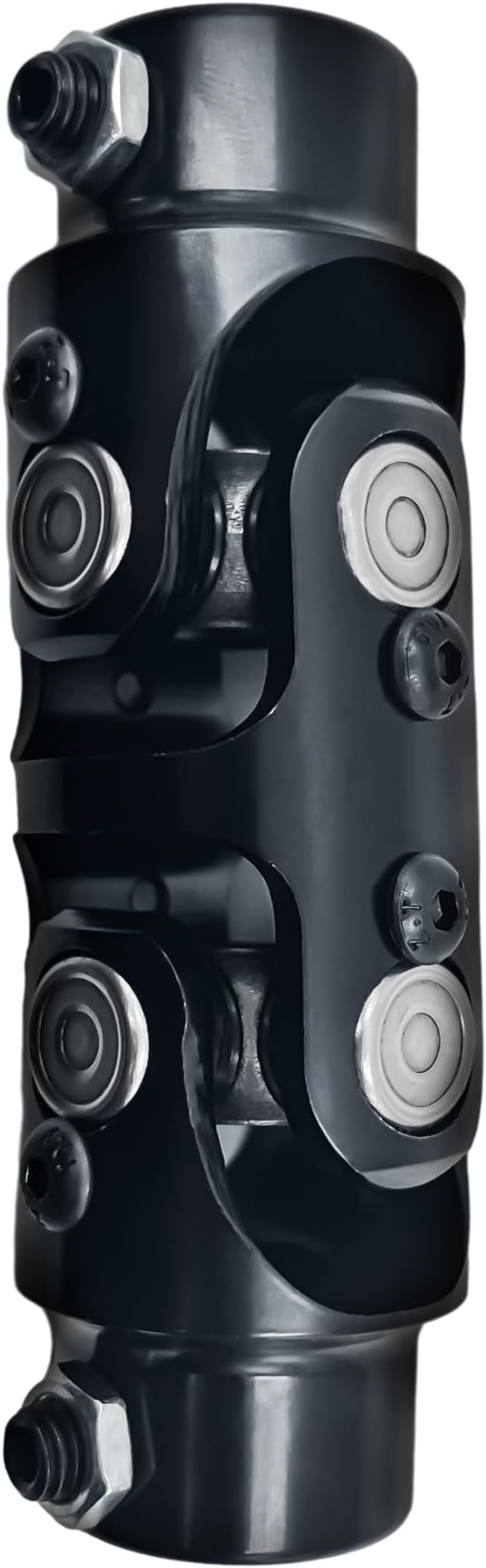 Hex Autoparts Double Steering U-Joint Coupler Column Shaft Universal Black (1, 3/4" DD x 3/4"-36 Spline)