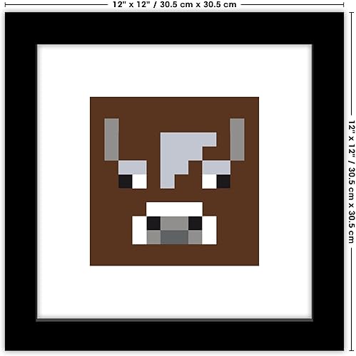 Miniatura 7 de Trends International Gallery Pops Minecraft Pixeles icónicos - Mobs - Arte de pared de vaca, versión enmarcada en negro, 12 x 12 pulgadas