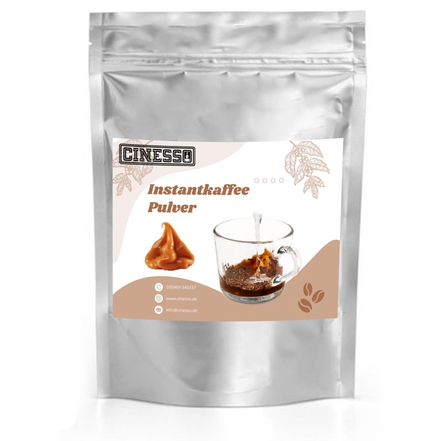 Cinesso Löslicher Kaffee Instant Pulver, Schokoladengeschmack, schnelle und einfache Zubereitung, verschiedene Aromen, Schnellkaffee, ohne Maschine, mit besonderem Geschmack (10 Kg, Karamell)