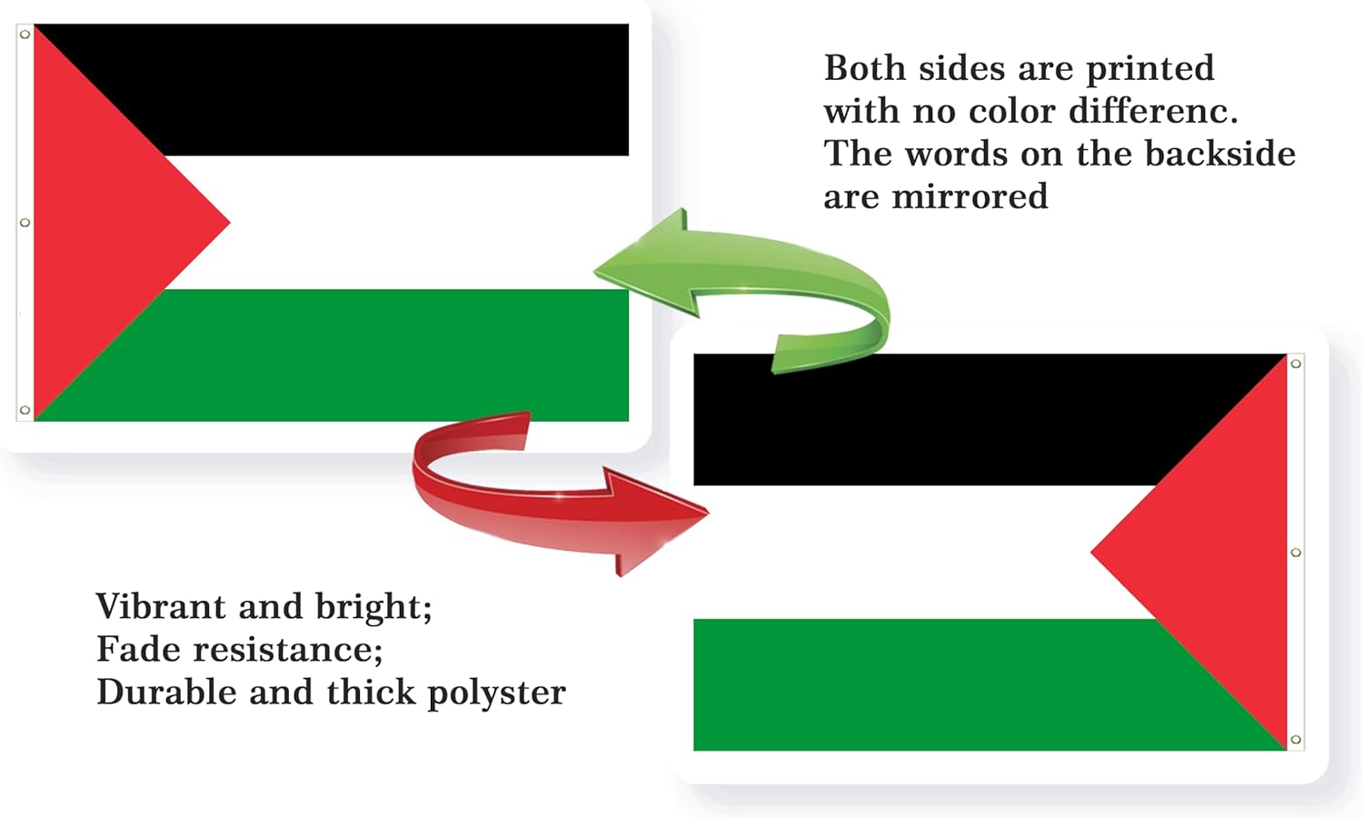 Extra Large Palestine Flag 6x10FT Giant Palestinian National Flag Printed 100D Polyester With 3 Grommets For Palestinian Themed Festival Events Parades Party Decor