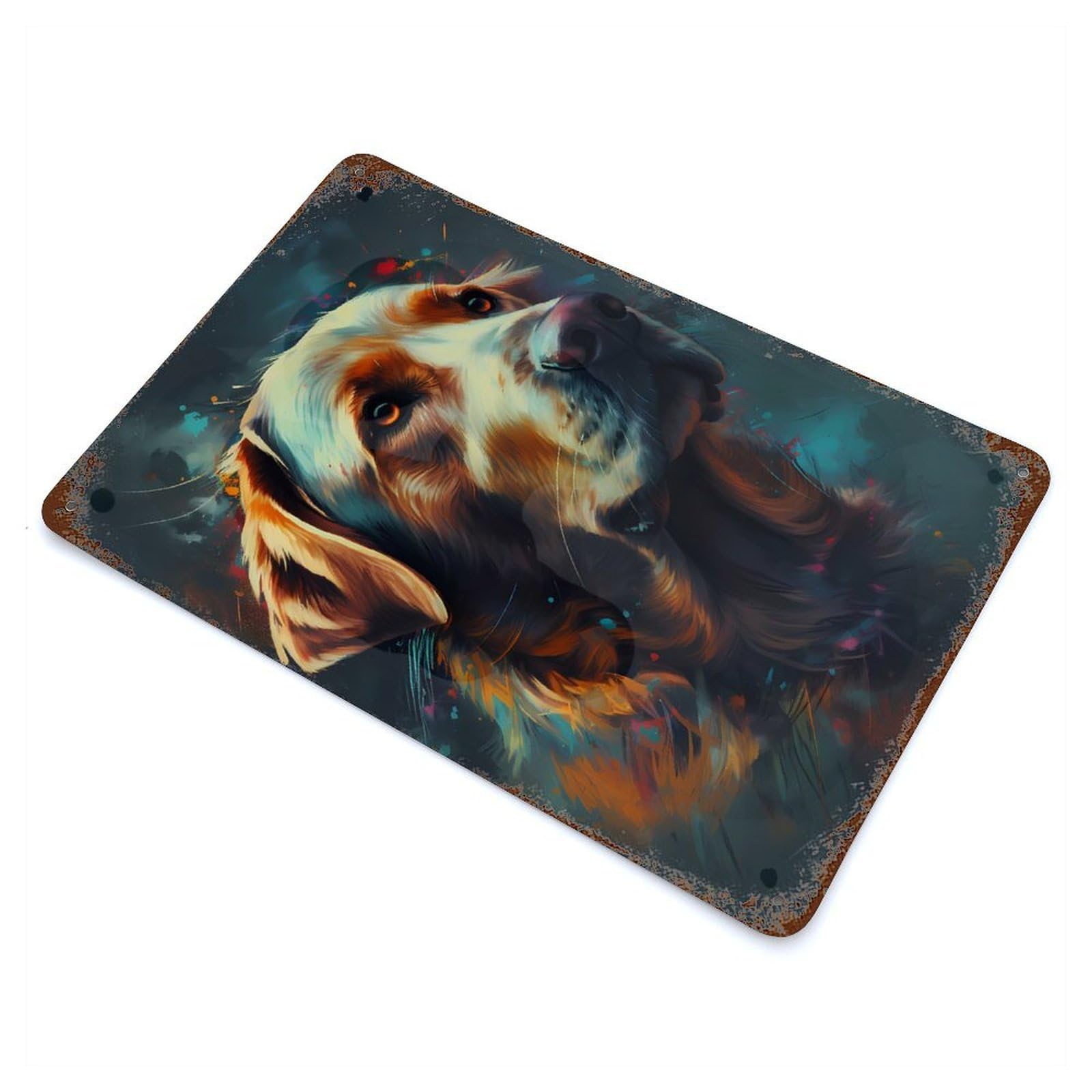 Labrador Retriever Dog 11.8"x7.9" Rust Effect Tin Sign, Decorative Metal Wall Art for Garage, Bar And Workshop Decor