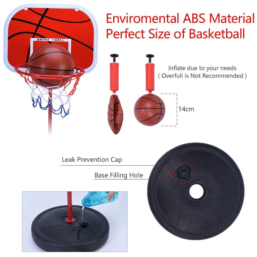 IRIS Basketball Stand, Free Stand Height Adjustable Backboard Hoop Kit with Pump Ball and Mounting Accessories Toy Set for Children Indoor Outdoor - Image 6 thumbnail