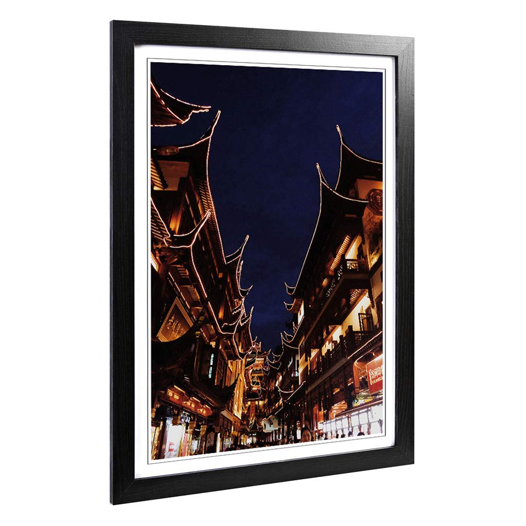 Big Box Art Framed Print of Architecture Shanghai China (3) Design | Wall Art Picture | Home Decor for Kitchen, Living Room, Bedroom, Hallway, Black, A2 / 24.5x18 Inch / 62x45cm