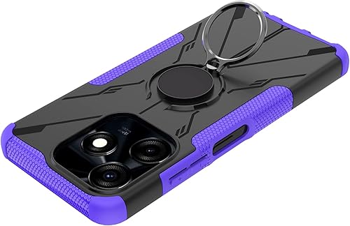 Miniatura 5 de Funda para Tecno Spark 10C, funda giratoria de 360, doble capa, a prueba de golpes, para Tecno Spark Go 2023, color morado