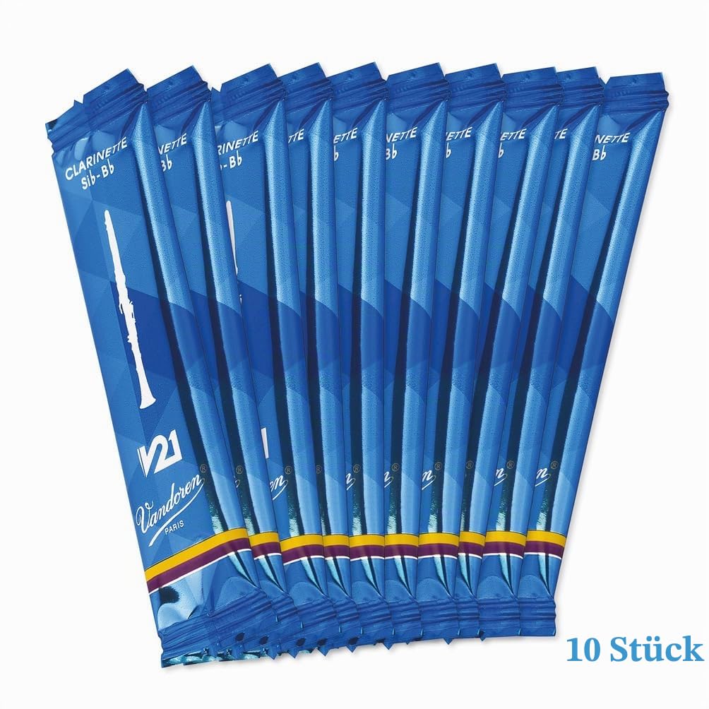 Vandoren CR8025 Blätter für B-Klarinette, Serie V21, Stärke 2,5, 10 Stück, Blau