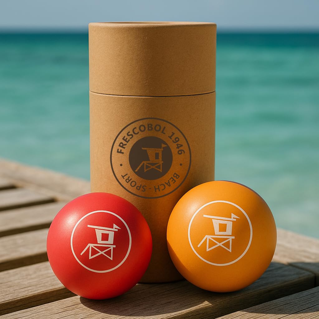 Set de 2 Balles de Raquette de Plage, Softball Rouge en Mousse PU et Speedball Orange en Caoutchouc, pour Débutants et Confirmés, 55-60mm