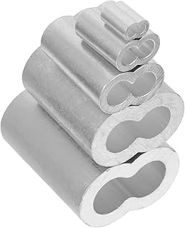 CHILDWEET 1 Set 50pcs Wire Rope Chuck Wire Rope Ferrule Double Ferrule Clip Wire Rope Sleeves Cable Sleeve Wire Thimble Type Crimping Tool Double Barrel Ferrule M8 Aluminum Blush Pearlescent