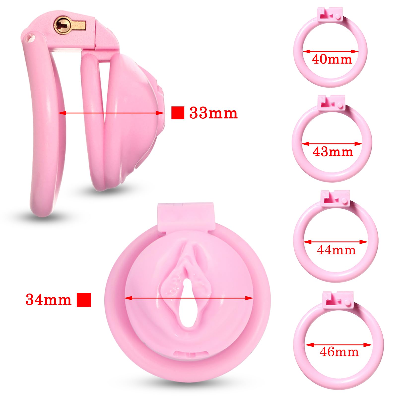 BDSMLOVE Sissy chastity cage con 4 Anelli per il Pene Rimovibili, gabbia castità per uomo, gabbia per il cazzo SM bondage slave sex toys, cock cage gabbietta di castità per uomo (S)