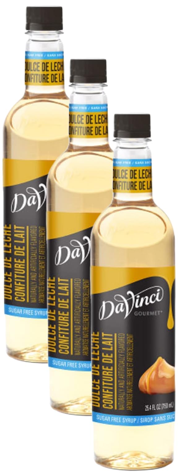 DaVinci Gourmet Sugar Free Dulce de Leche Syrup, 25.4 Fl Oz (Pack of 3)