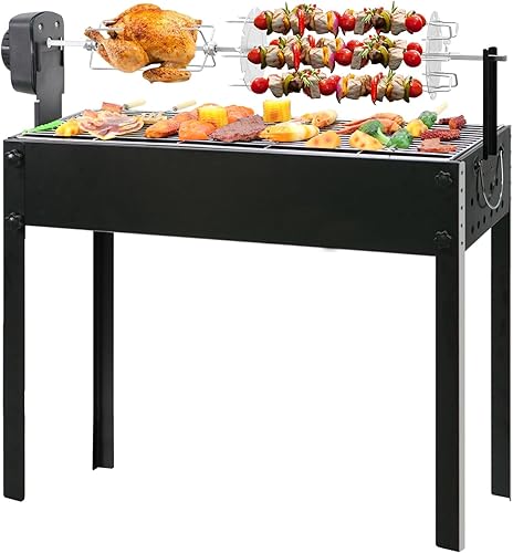 BDL Parrillas de carbón asador portátil con motor, brocheta de cordero para camping, parrilla para jardín, patio, fiesta, picnic, viajes, uso al