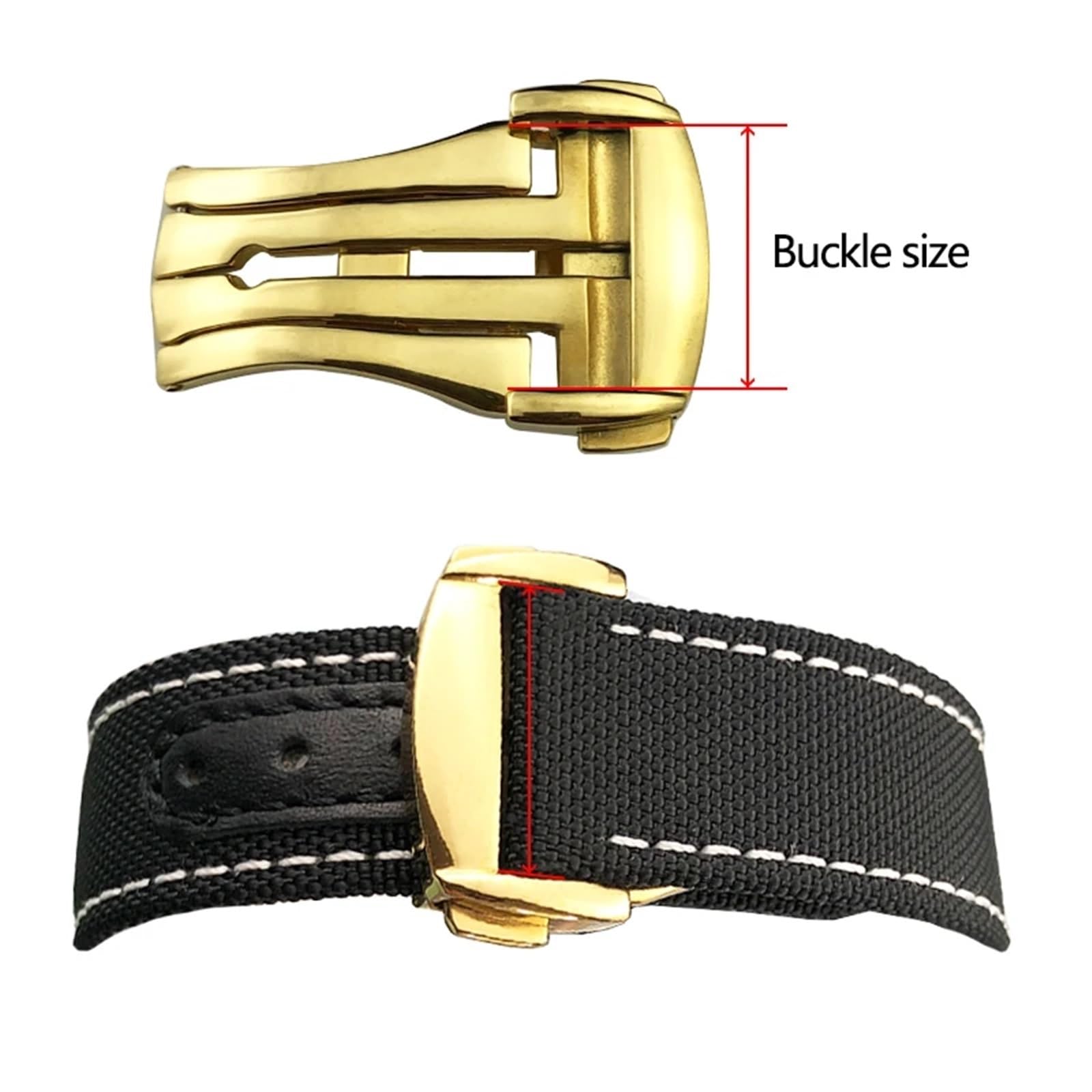Fibbia per orologio deployante a punta da 18mm 20mm per cinturino in pelle di gomma Omega Chiusura a farfalla in acciaio inossidabile in oro rosa nero