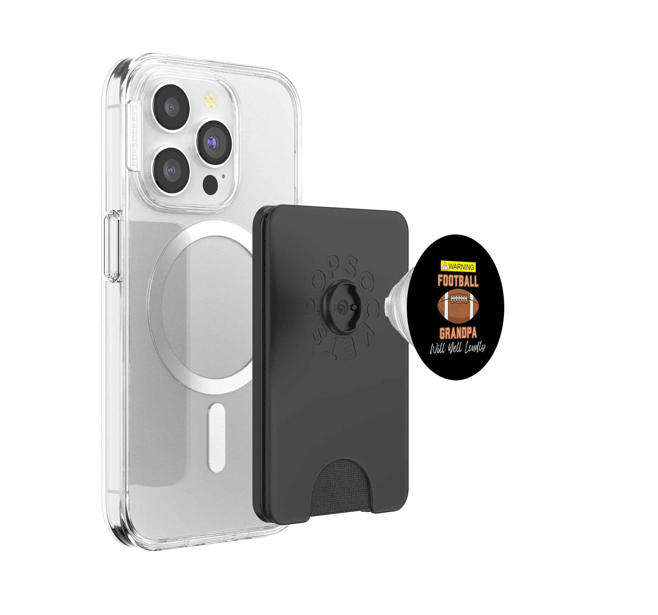 Advertencia El Abuelo de fútbol gritará en Voz Alta PopSockets PopWallet para MagSafe