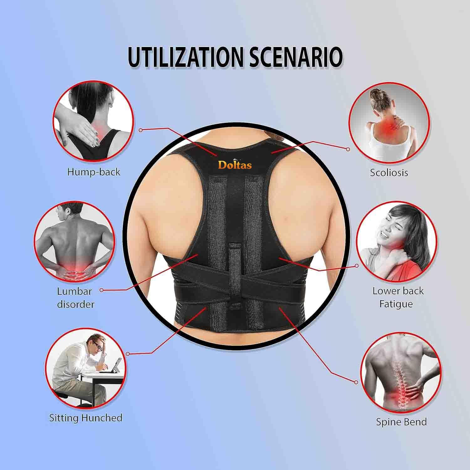 DOLTAS Posture Corrector for Men & Women – Adjustable Back Brace with Lumbar Support, Shoulder Support & Waist Belt for Pain Relief & Better Posture - Image 4 thumbnail