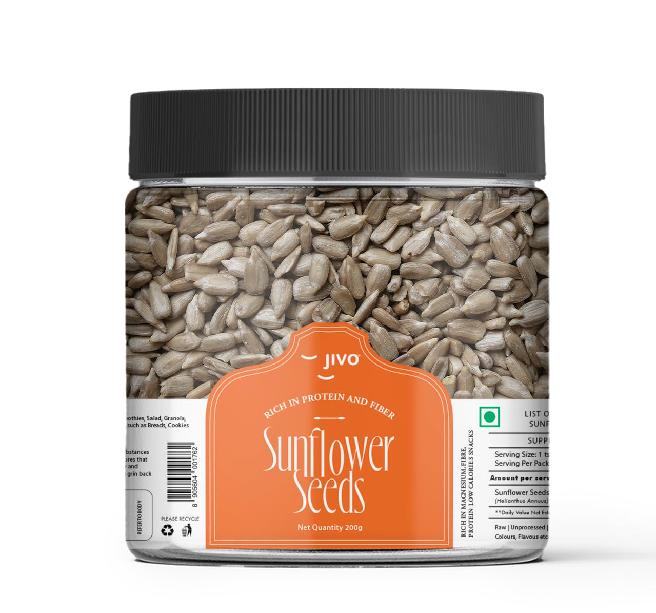 Jivo Sunflower Seeds - 200g | Raw Sunflower Seeds For eating | Healthy Snack | Raw seeds | Weight management | Source of Antioxidants | Diet Food (B0D8TT92SH) Amazon Price History, Amazon Price Tracker