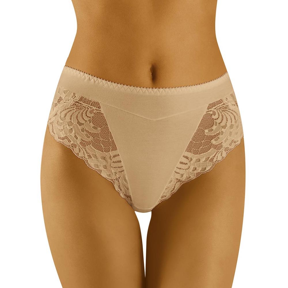 Wolbar High Waist Lace Women's Briefs WB408, Beige,L