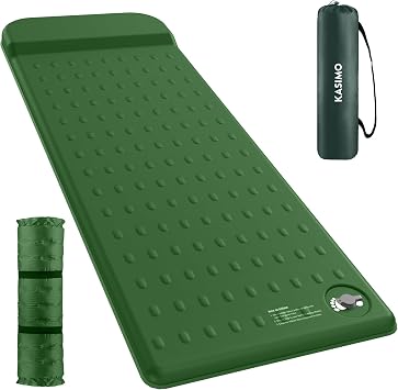 KASIMO Memory Sleeping Pad for Camping, 3" Compact Ultra-Thick Foam Sleeping Mats with Pillow, 9.5 R-Value Insulated Camping Mattress Pad or Car Travel Backpacking Tent,Home