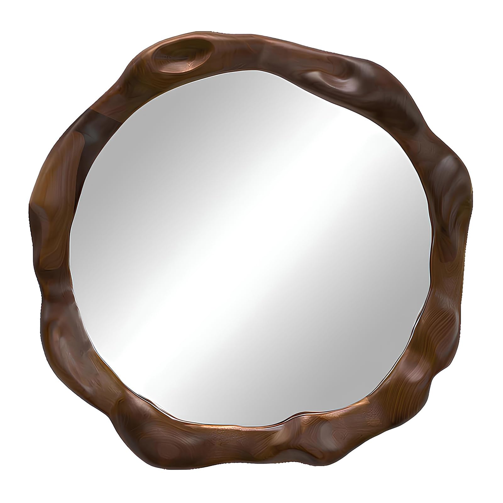 IRUGS Modern Sculptural Wooden Wall Mirror, Wavy Decorative Vanity Mirror