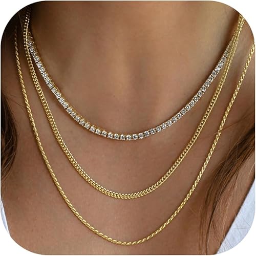 Kakonia Collar Herringbone para Mujeres, Collar de Oro Delicado, Collares Choker