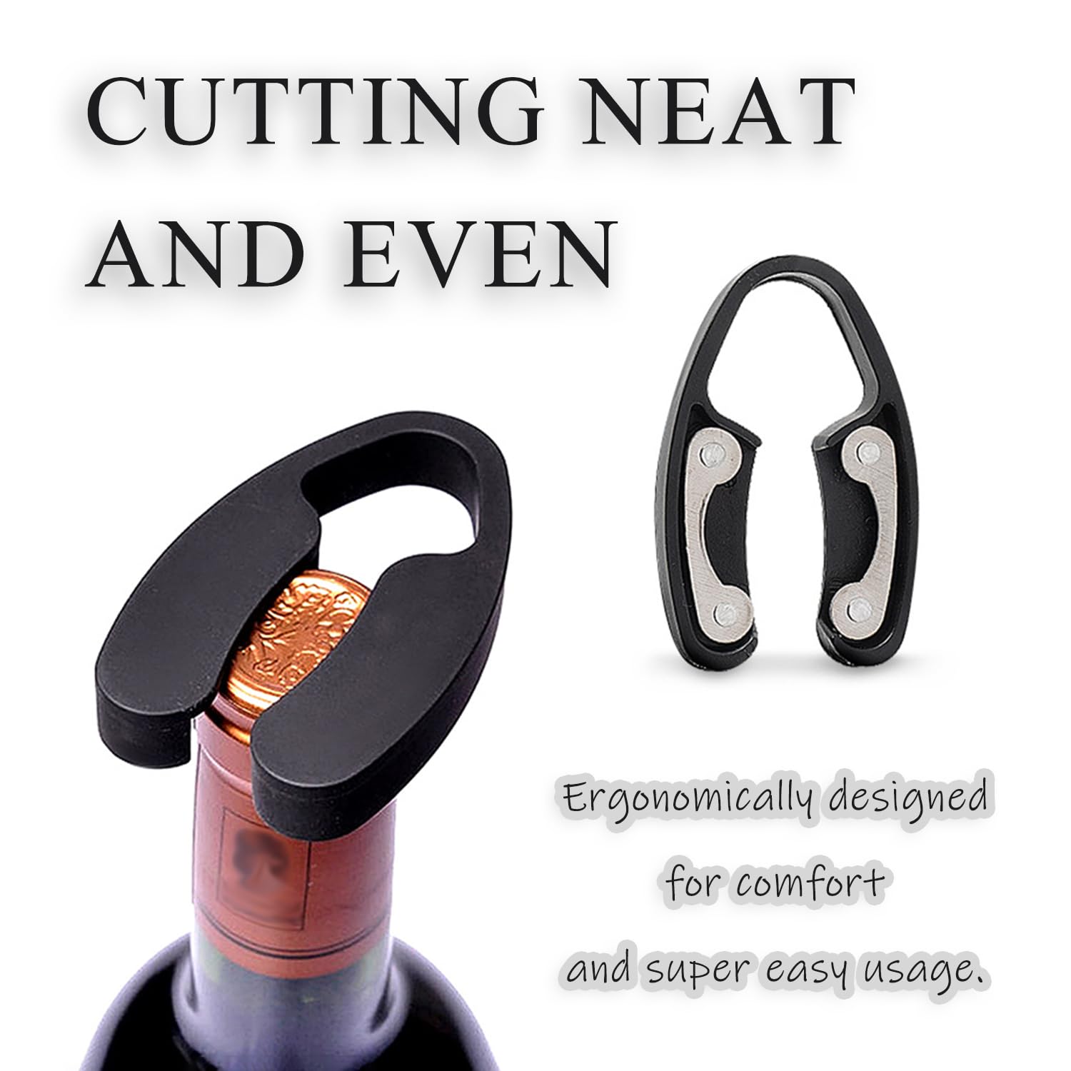 4 Piezas Cortador Papel de Aluminio las Botellas Vino, Negro Cortador Cápsulas para Botellas Vino, para Quitar el Papel dde Aluminio las Botellas Vino, para Fiestas, Campamentos, Bodas