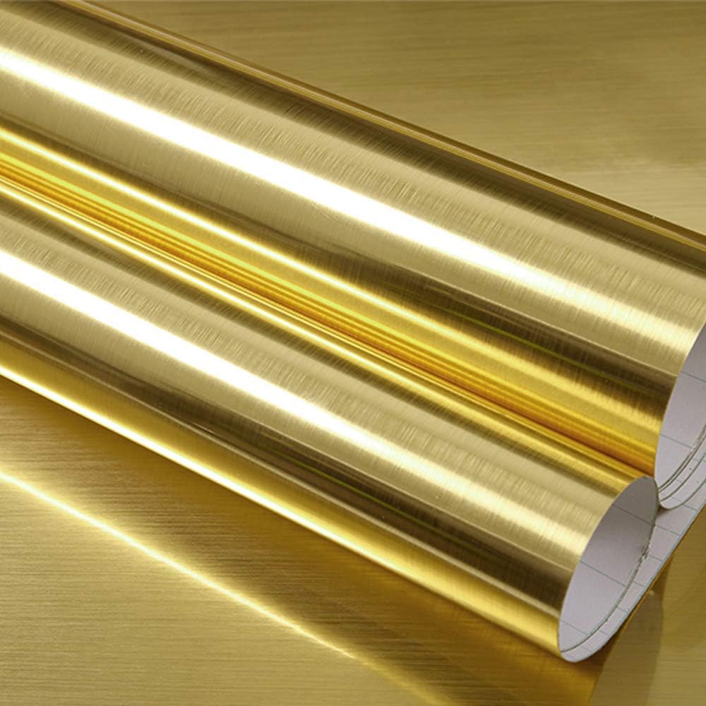 Hopepak Gold Contact Paper Peel and Stick Metallic Self Adhesive Removable Wallpaper Waterproof Vinyl Roll for Furniture Shelf Liner Kitchen Appliances DIY Decor 17.3''x118''