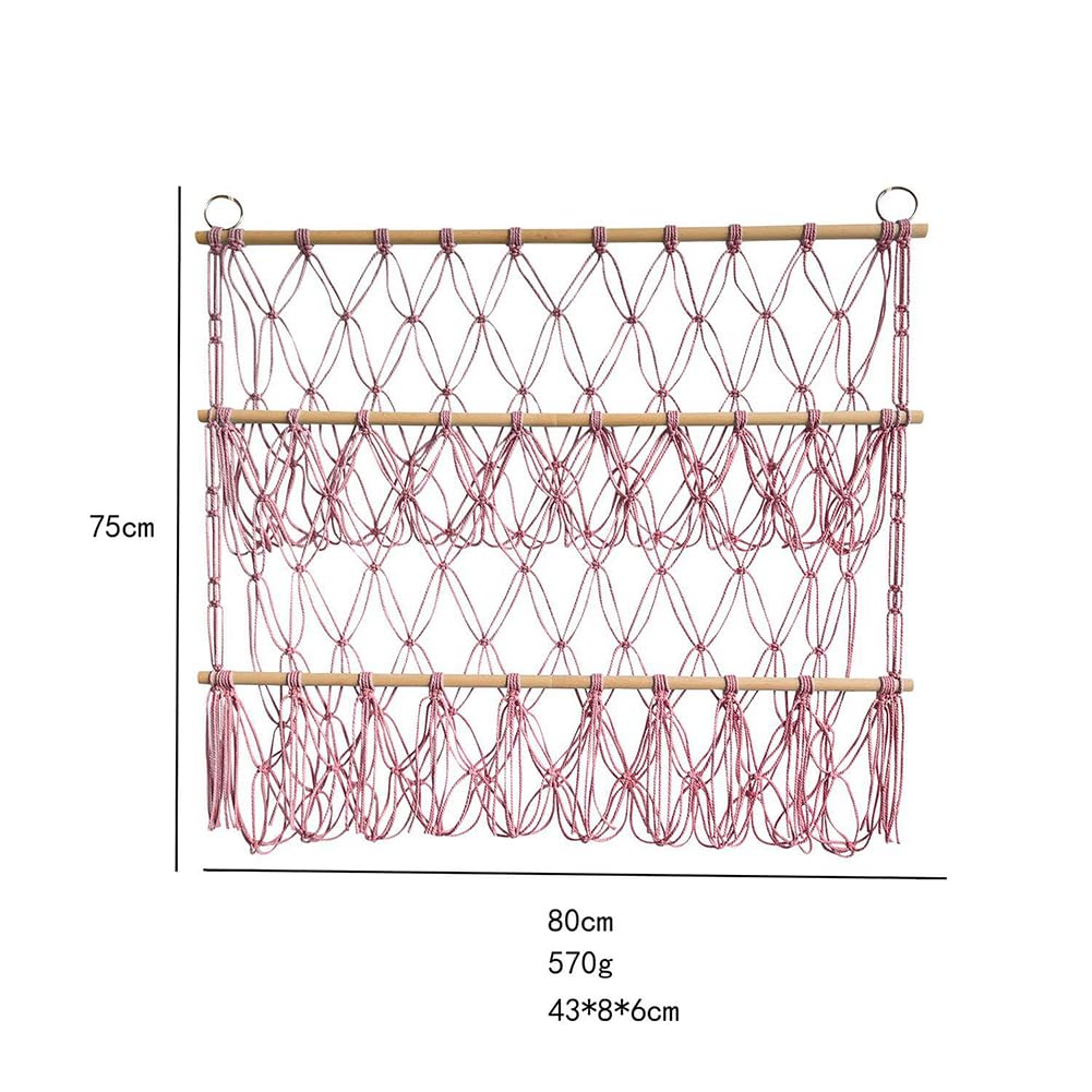 Hamaca de Almacenamiento de Animales de Peluche, Macramé para Colgar en la Pared Juguetes de Peluche Hamaca de Red Organizador de Juguetes Altura Ajustable para Guardería Sala Habitación
