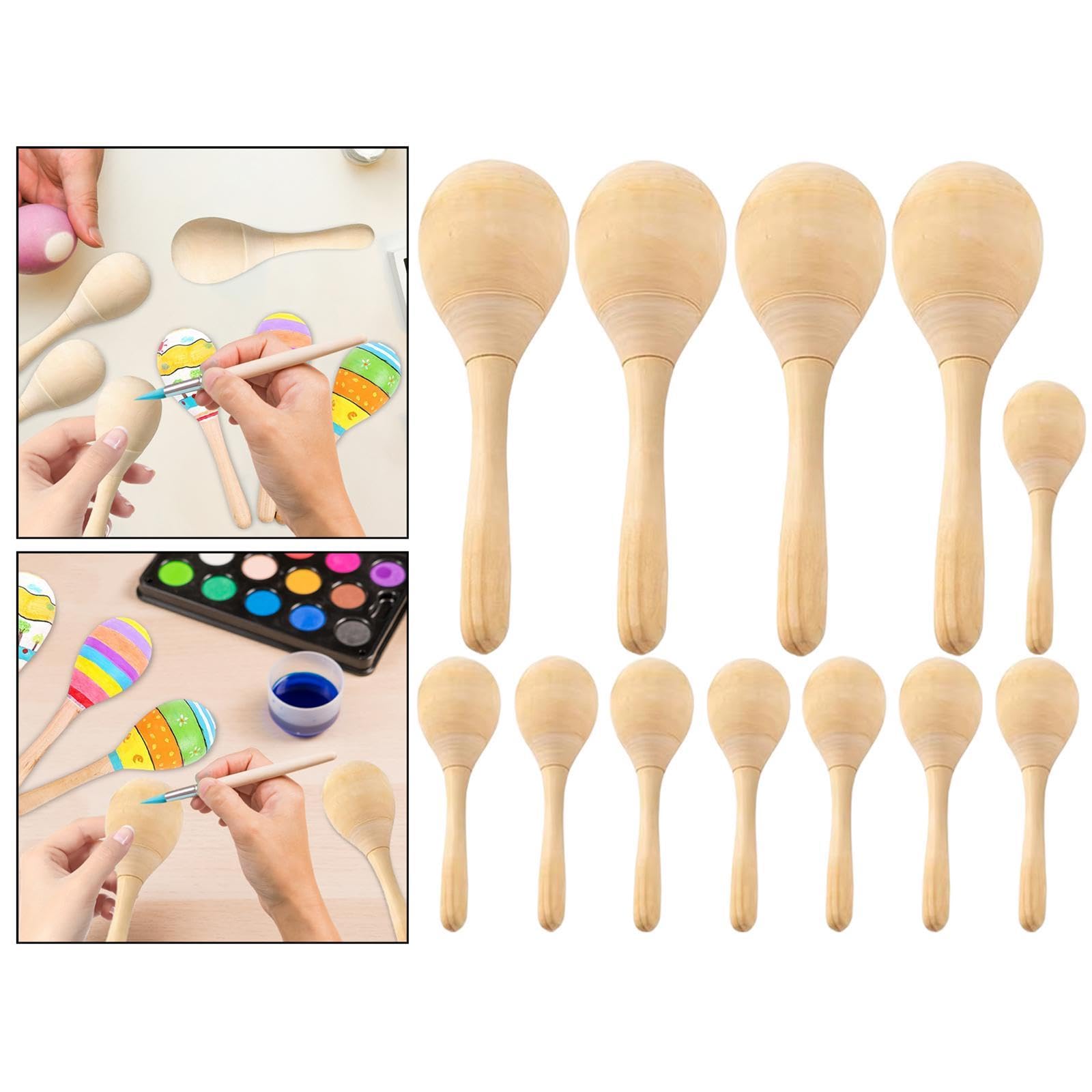 Maracas En Bois, Percussions Manuelles, Maracas Peintes à La Main, Maracas Vierges Non Finies, Cadeau D'anniversaire, 12 pièces