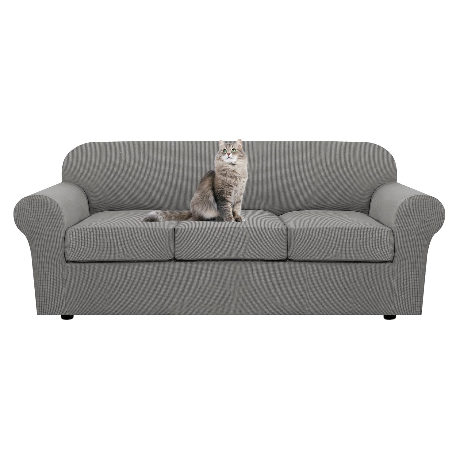 SYLC Ektorp Sofa Cover with Seat Cushions Covers and Backrests Covers Sofa Covers Stylish Stretch Jacquard Couch Slipcover Protector (Palegrey,Sofa+3 Seats)
