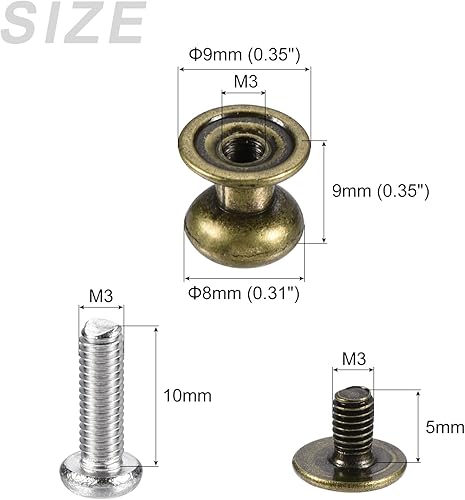 Miniatura 2 de METALLIXITY Mini tiradores de cajón (0.31 pulgadas), 12 unidades, aleación de zinc, mini pomos de cabeza redonda con tornillos, para manija de cajón