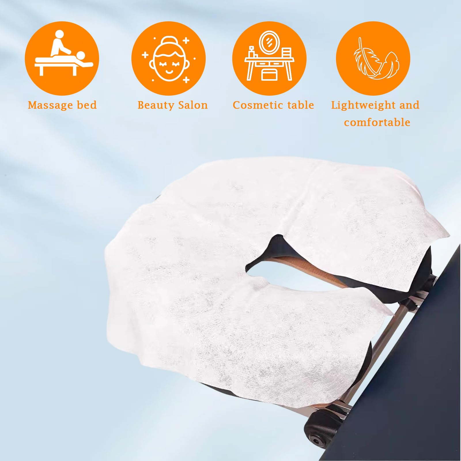 Lot de 100 Protege Têtière pour Table de Massage, Coussin Jetables pour fente nasale pour Fente Nasale, 41 cm x 31 cm en non-tissé jetable, compatible avec toutes les