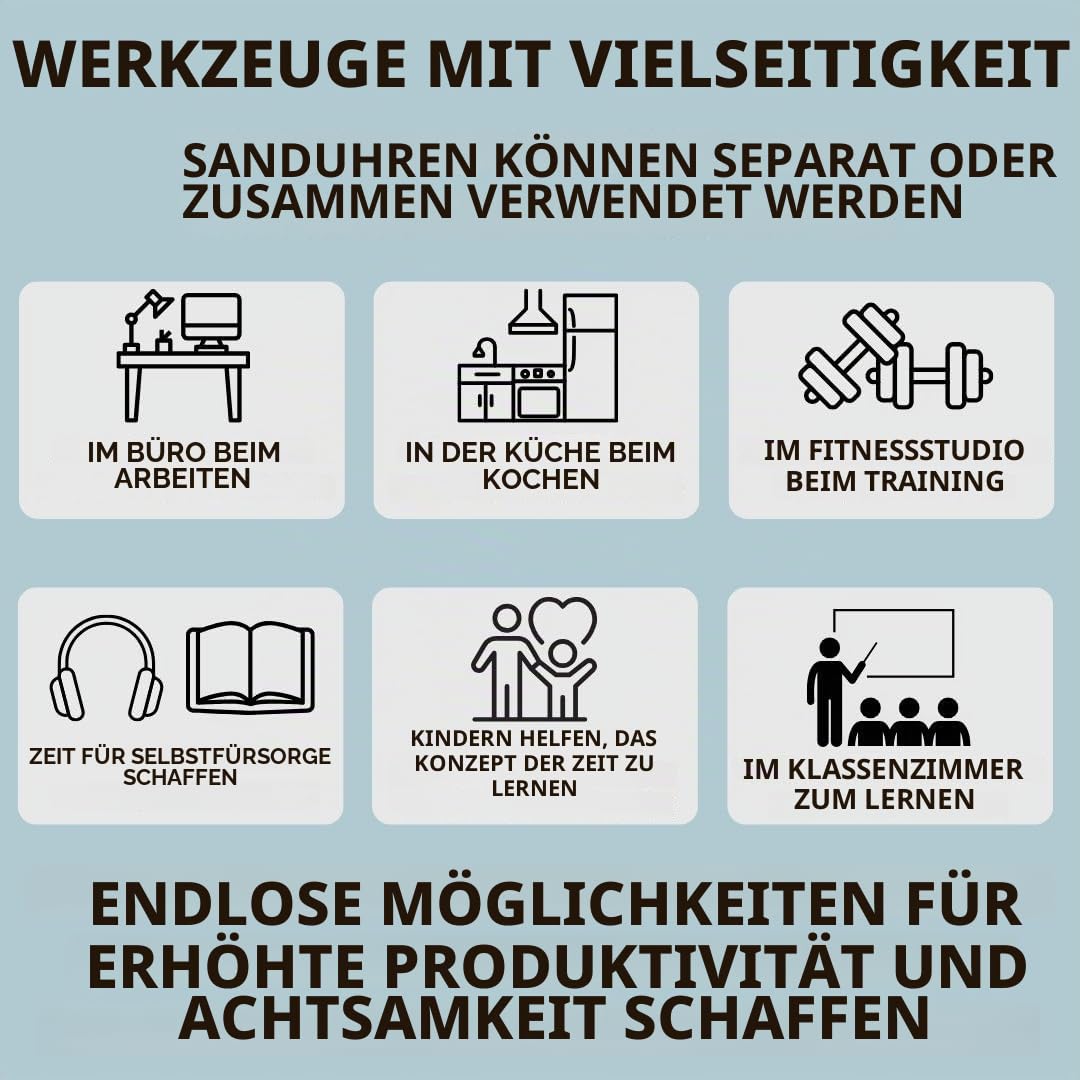 Dekoratives Sanduhr-Set – beinhaltet 25- und 5-Minuten-Sandglas-Pomodoro-Timer mit Holzsockeln – Zeitmanagement-Produktivitätswerkzeug – Geschenk für Heimbüro Schreibtisch