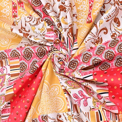 Image of India 100% Pure Cotton Jaipuri Printed Double Bedsheet with 2 Pillow Covers | Traditional Sanganeri Floral Design | Soft Breathable Fabric | King Size Bedsheet for Bedroom (Kaya36)