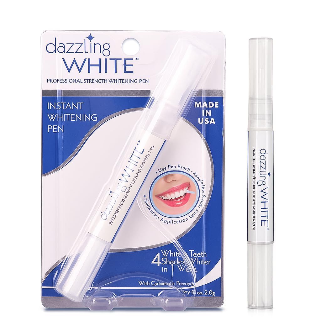 teeth whitening pen & gel, leave on teeth whitening treatment with active oxygen technology, whitens teeth in 14 days, removes stains & brightens teeth, enamel safe teeth whitener