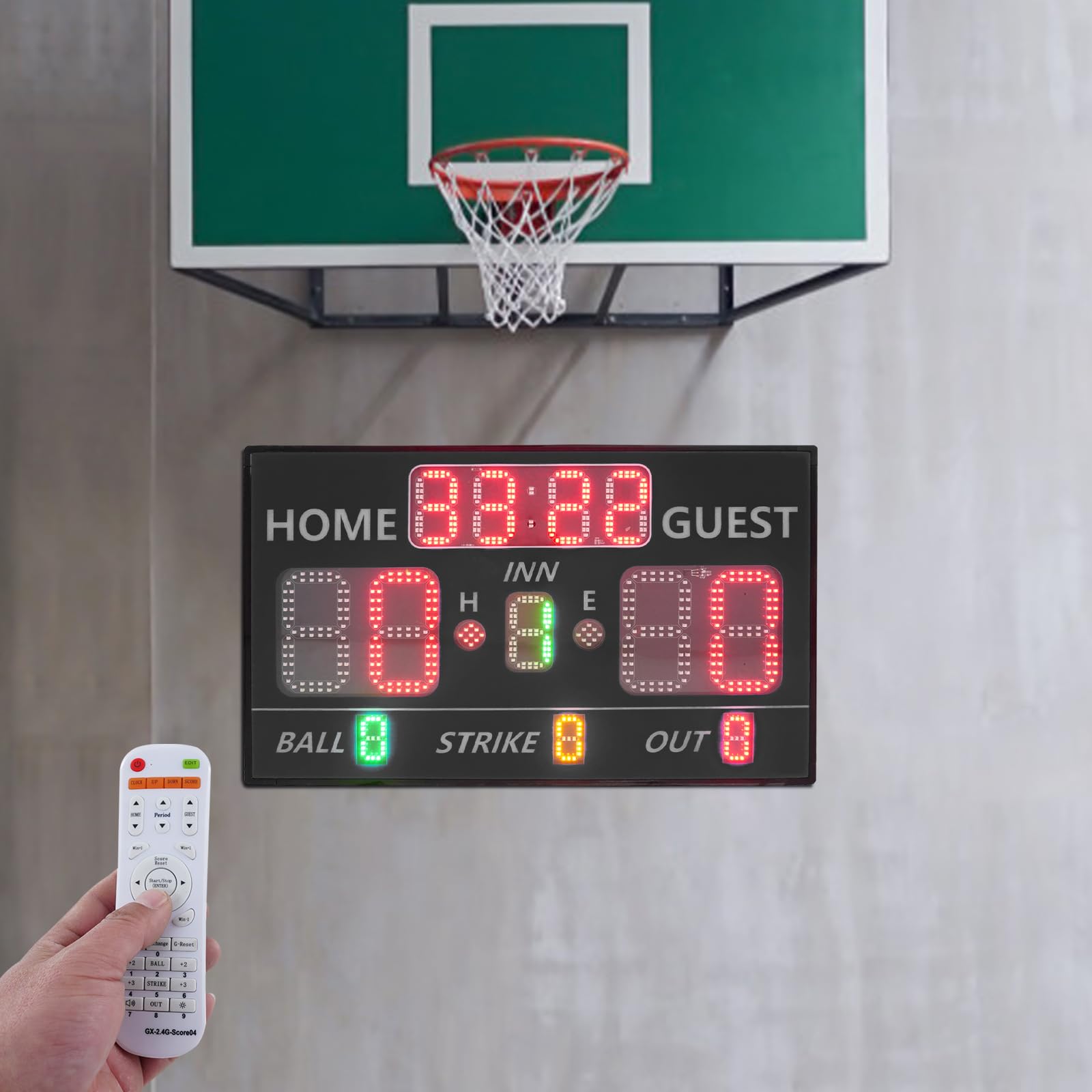 Lavagna digitale con telecomando, lavagna elettronica a LED con timer, orologio promemoria, suono, lavagnetta da baseball portatile, segnapunti digitale, contapunti elettronico per giochi all'aperto