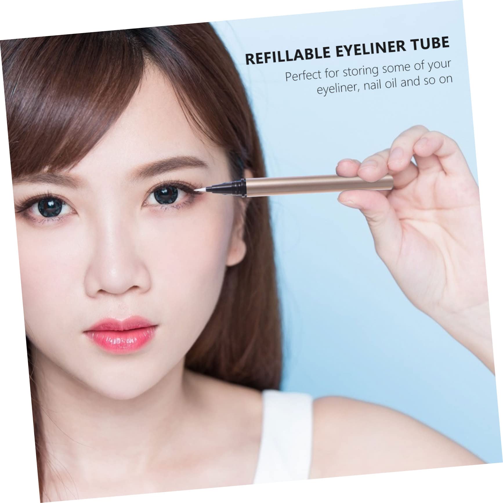 Gatuida Set da 5 Tubetti Vuoti per Eyeliner Liquido Ricaricabili 1ml in Plastica Oro Opaco per Cosmetici per Mercati e Saloni di Bellezza