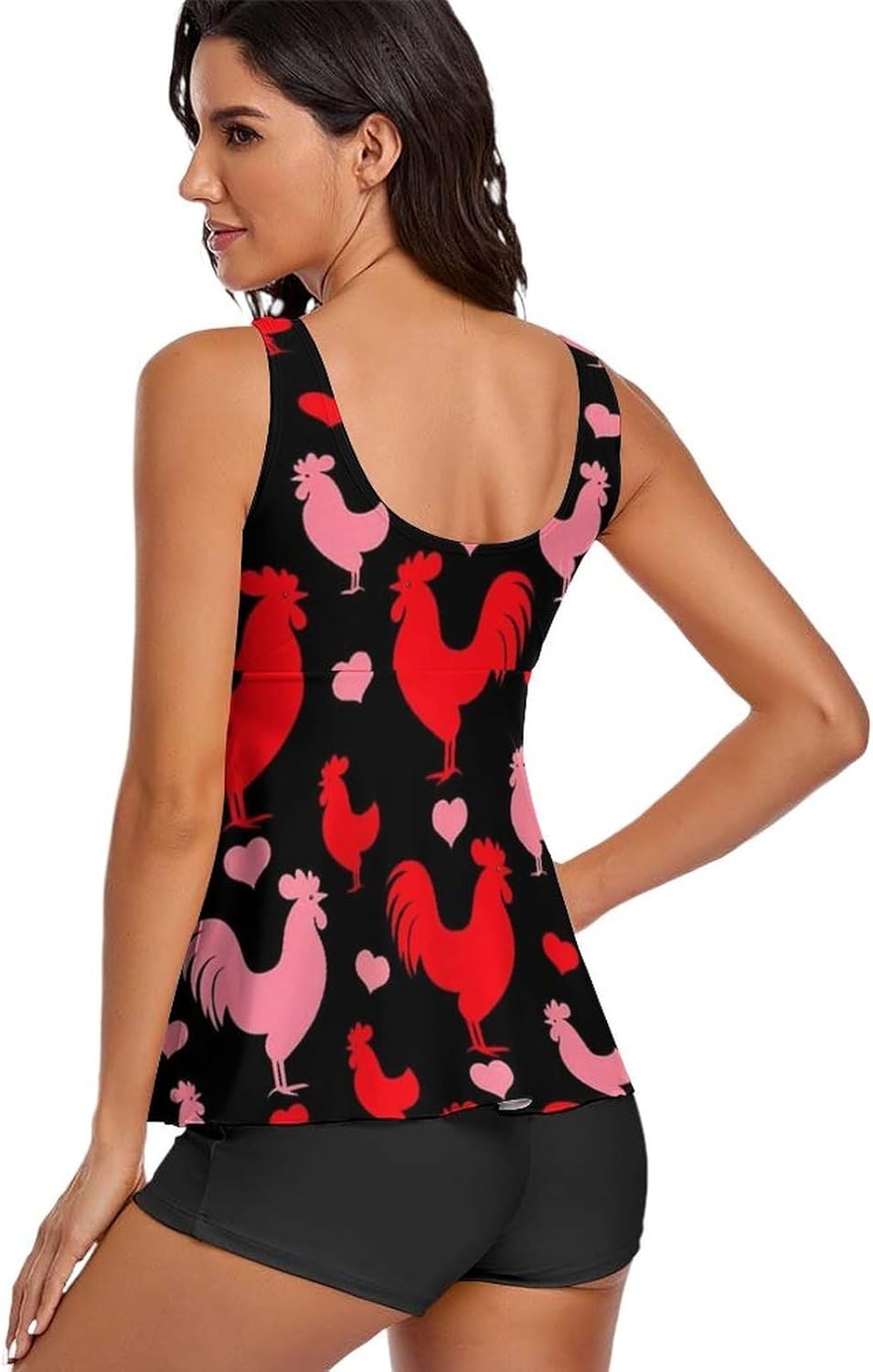 Women's Two Piece Swimwear, Sexy Adjustable Drawstring Tankini Swimsuits with Removable Padding