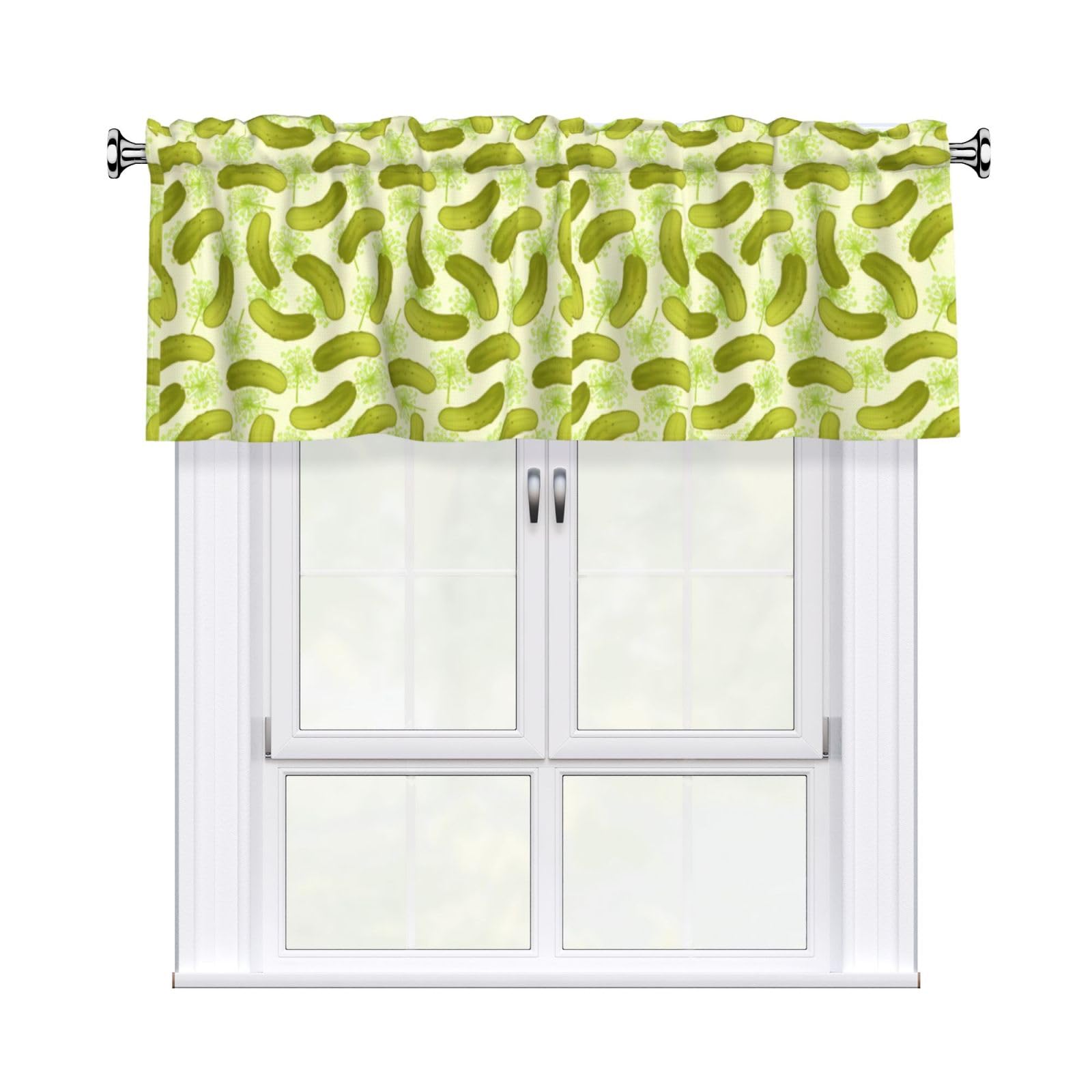 YYHHAOFA Sushi Dill Pickles Prints Durable Kitchen Window Layer – 54x18 Inch 100% Polyester Valance with Precision Construction