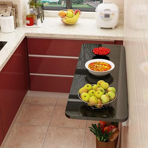 Miniatura 9 de KDDEON Mesa plegable flotante de pared, mesa de comedor de cocina, escritorio de computadora, estante de estación de trabajo, tocador, mesa de