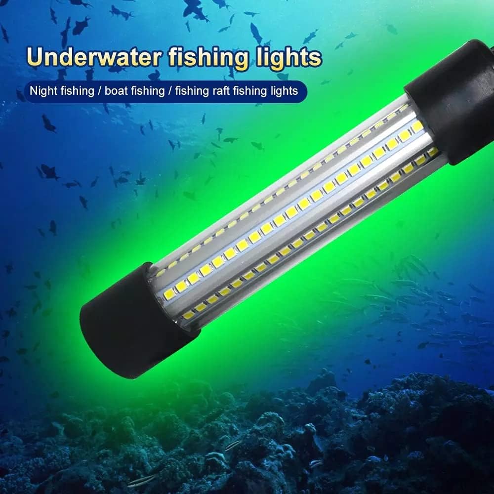 Luz Verde Submarina 12V 20W 126LED Para Pesca Nocturna de Cebo de Calamar - Atracción de Peces en Hielo - Lámpara Con Cable de 5M (Verde)