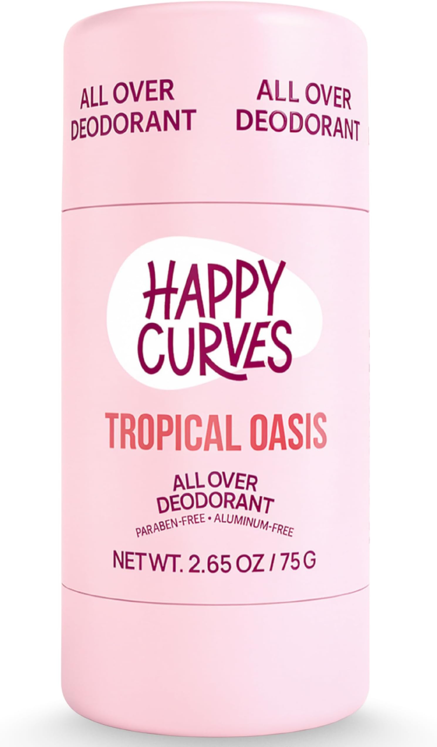 HAPPY CURVES All Over Whole Body Deodorant for Women - Aluminum-Free - Invisible All Day Layer of Full Body Protection for Long Lasting Odor Control, Sensitive Skin, & Private Parts - Tropical Oasis