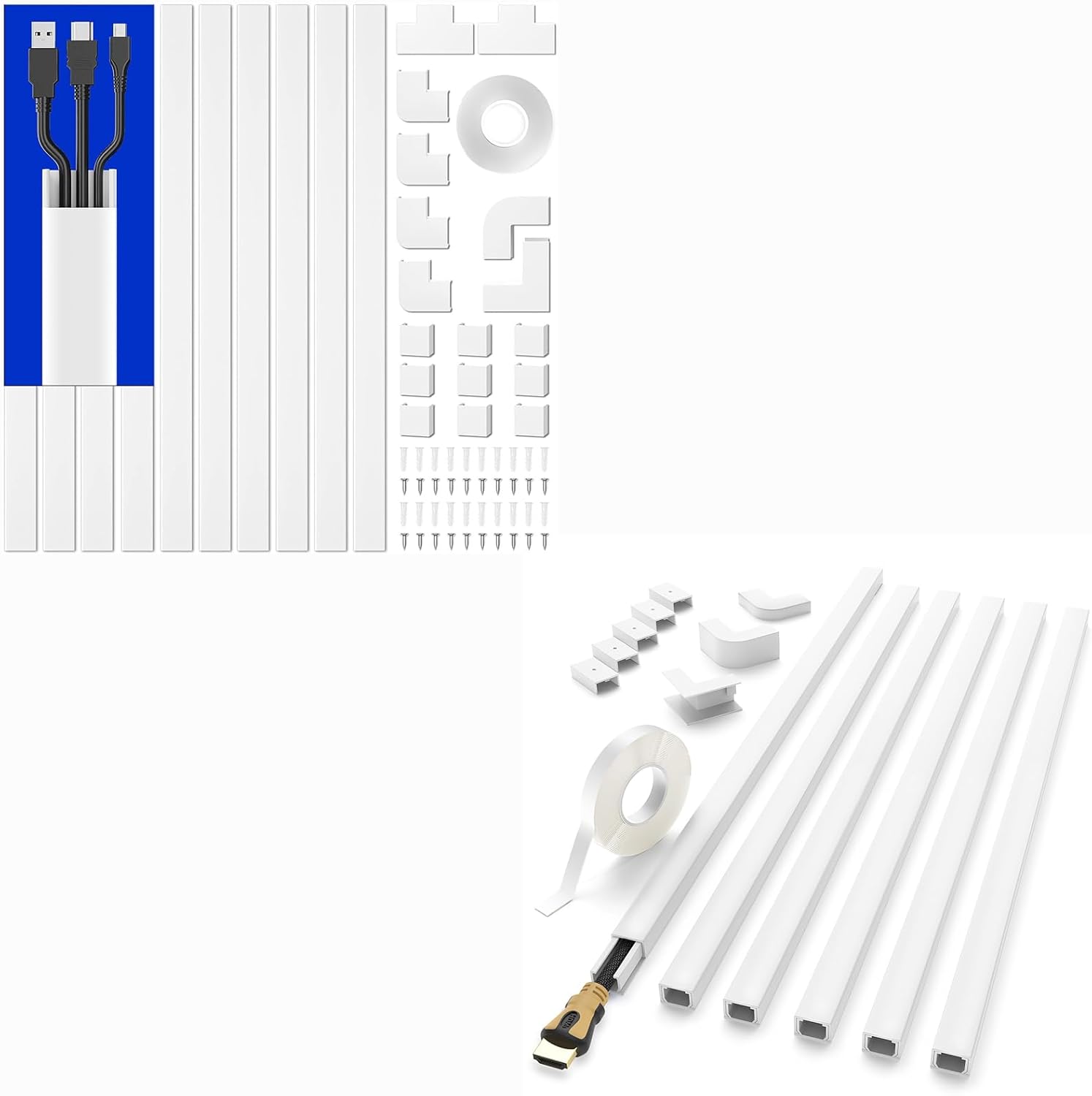 242in (M+S Size) 157in Cord Hider for 2-3 Wires + 85in One-Cord Cord Covers for Wire on Wall