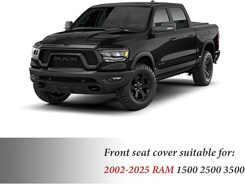 Miniatura 5 de Coverado - Fundas de asiento compatibles con Dodge Ram 2002-2024 1500 2500 3500 Pickup Limited Laramie Big Horn, protectores de cuero impermeables,