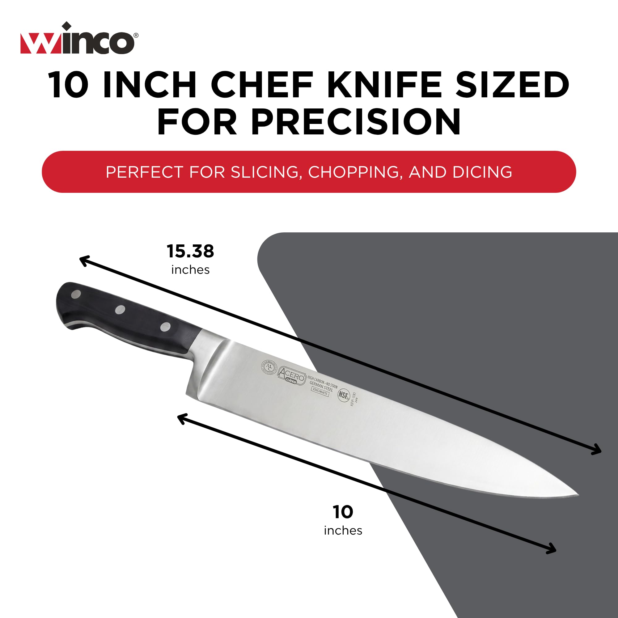 Winco Acero cutlery, Stainless Steel, 10-Inch — Amazon image 4