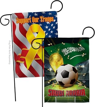 FIFA World Cup Saudi Arabia Banner Wall Art Flag Room Decorations Indoor Outdoor Tapestry Yard Signs Team Qatar Trophy Soccer Game Football Gifts, Support Troops Pack