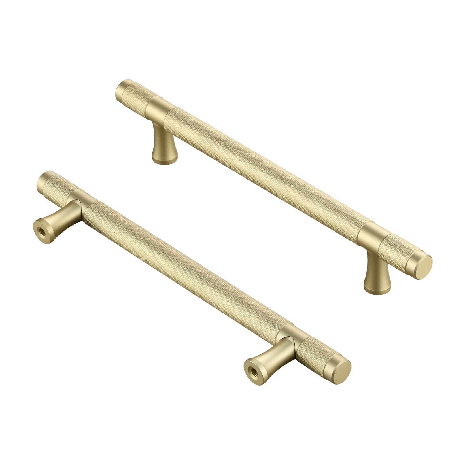 AITITAN10 Pack Gold Cupboard Handles - Knurled, 128mm Hole Spacing (178mm Length) Kitchen and Wardrobe Handles