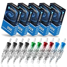 Emalla Tattoo Cartridge Needles - 100Pcs Mixed Size #12 3RL 5RL 7RL 9RL 7RS 9RS 7M1 9M1 7RM 9RM Round Line Shader Single Magnum Tattoo Machine Needle Standard Cartridge Needles for Tattoo Kit