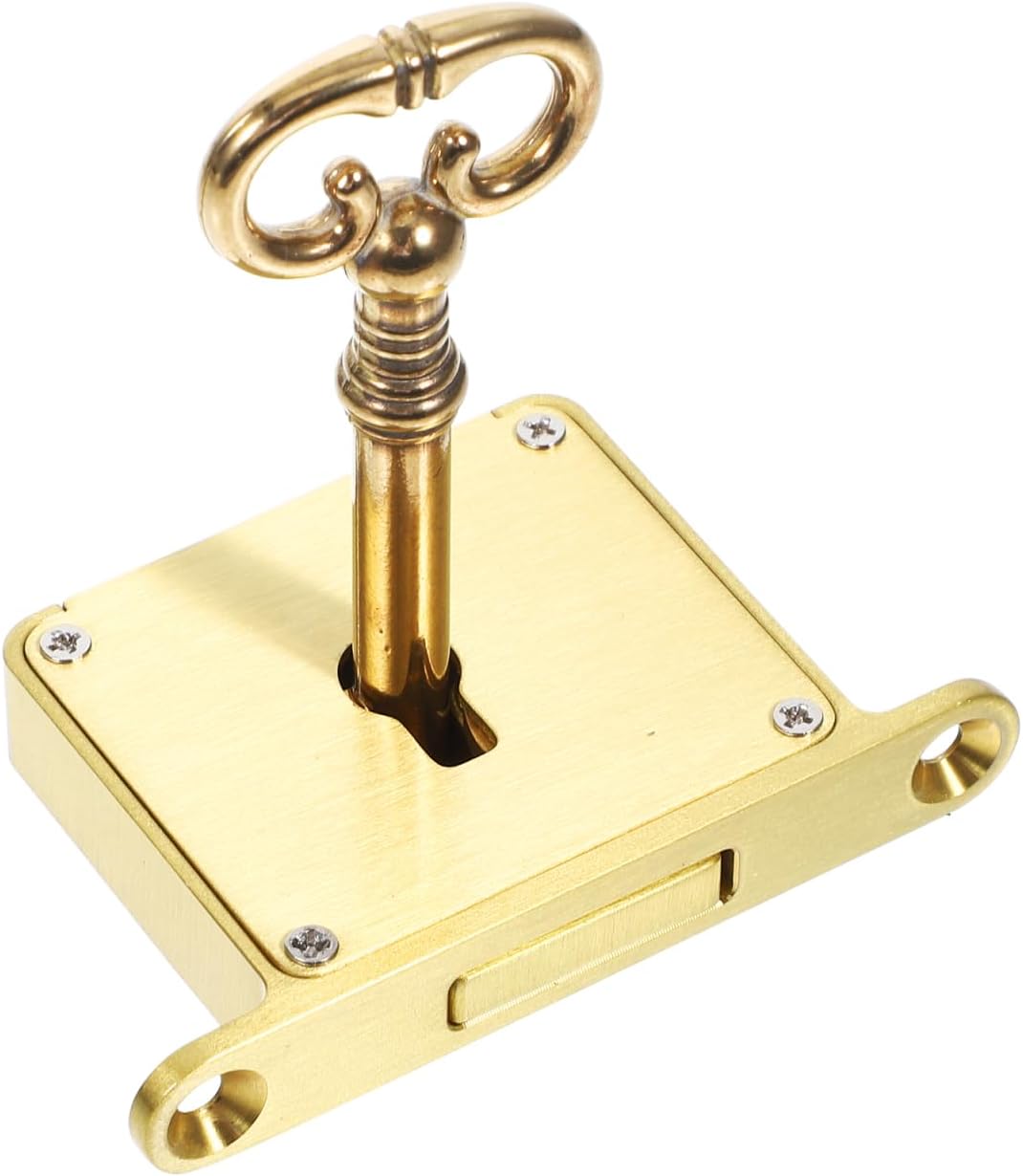 Unomor Retro Brass Cabinet Lock with Key Vintage Style Secure Drawer Lock Replacement for File Cabinet Desk Furniture 2.36X1.37X0.39 Inch