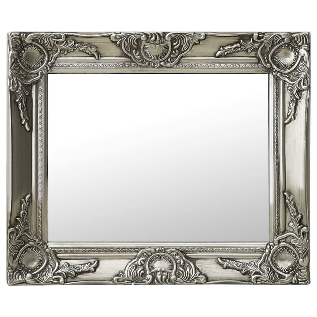 Vidaxl Wall Mirror Baroque Style 50X40 Cm Silver Hanging Mirror Antique Mirror