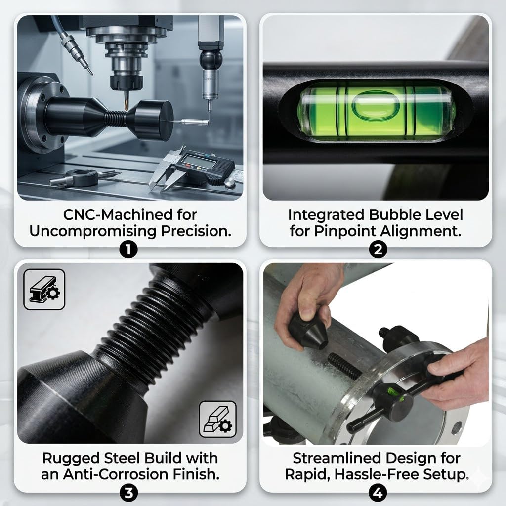 Flange Aligner Tool, Level & Align 1/2" to 1-7/16" Holes, Flange Aligners Fit Flanges with Holes from 1/2" - 1-7/16" Diameter Threaded Pipe Flange Leveler